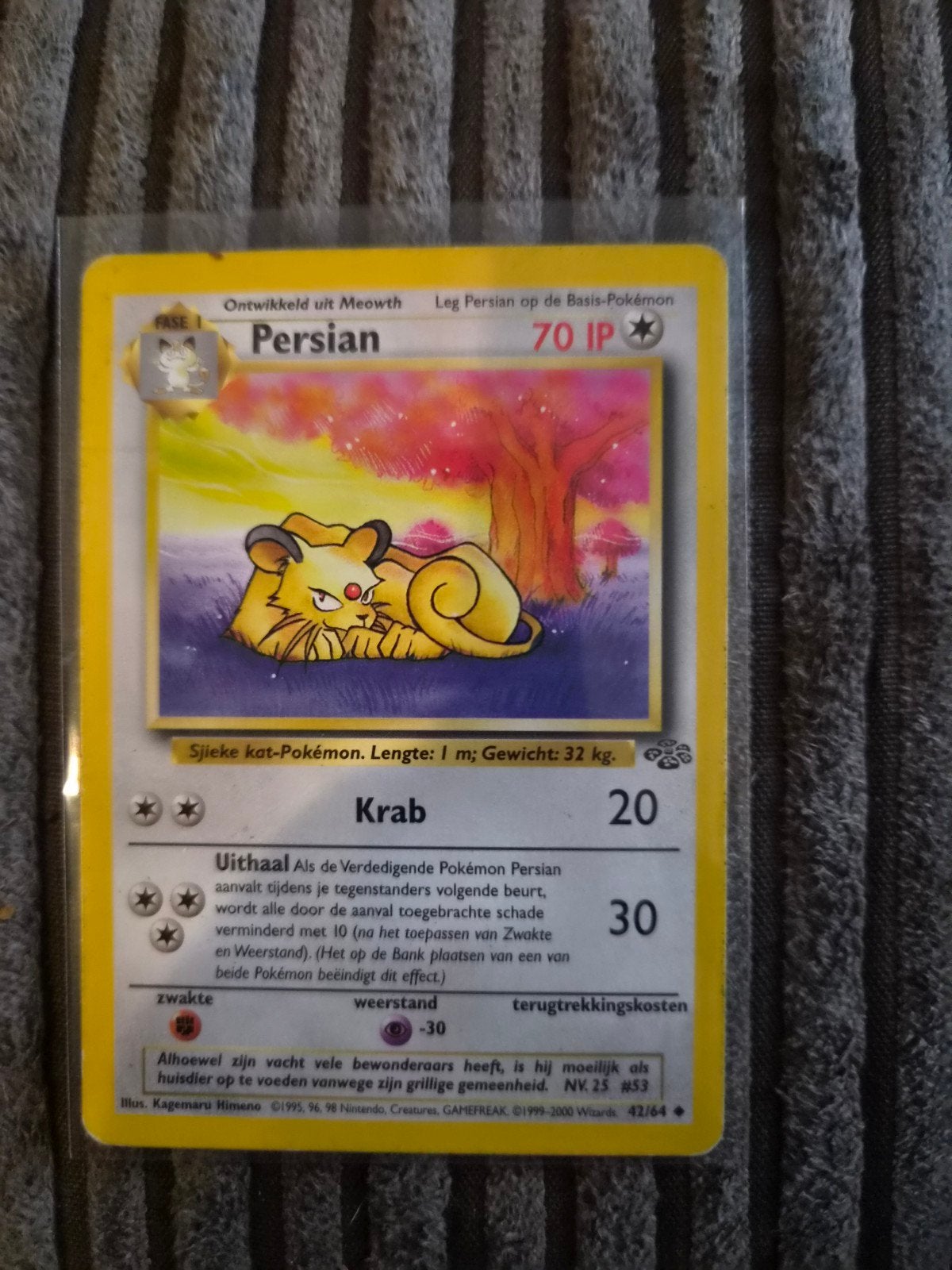 Pokémon Kaart Persian (uit 2000) - Base Set 2, Ophalen of Verzenden, Zo goed als nieuw, Losse kaart