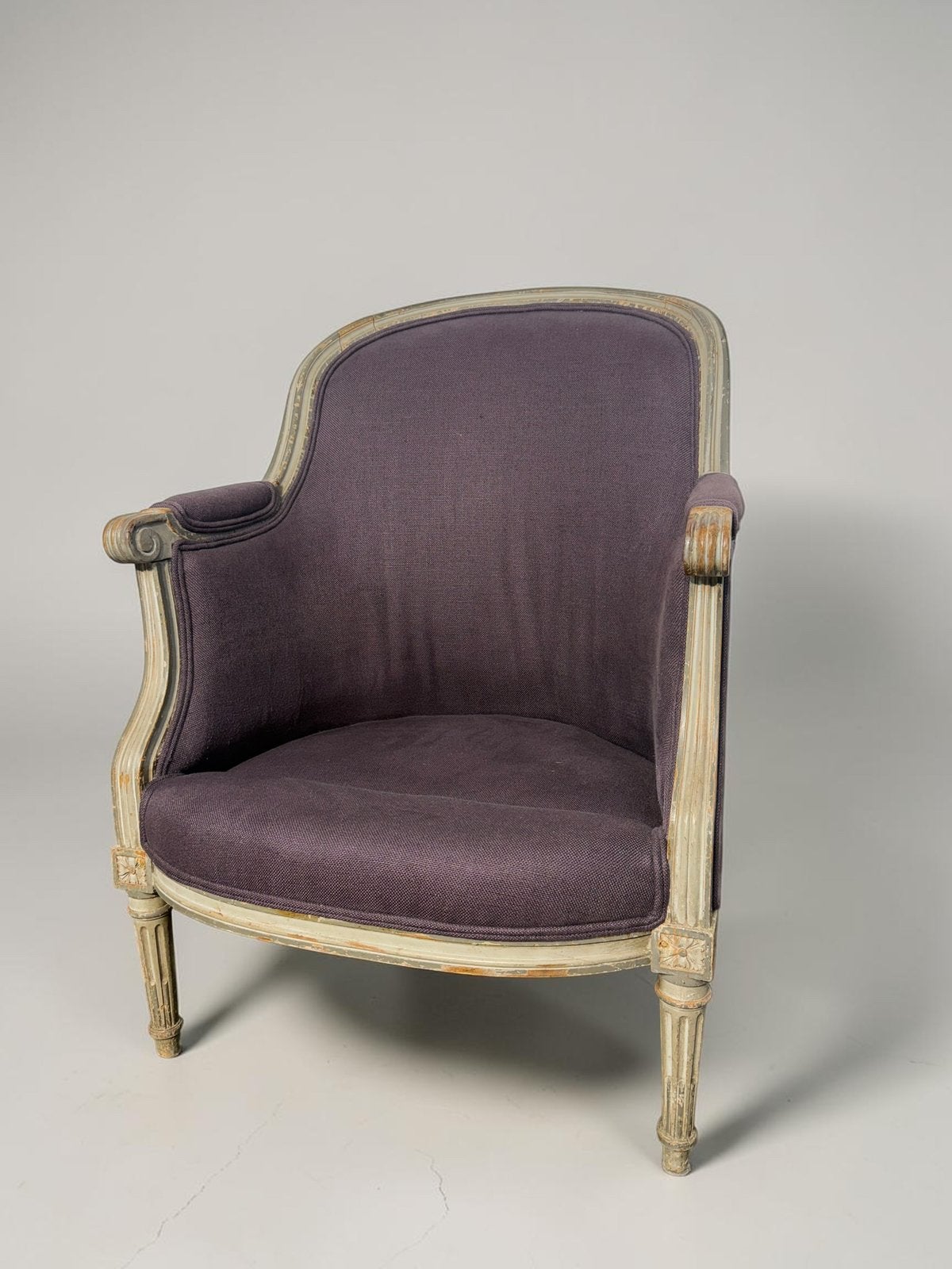 Antieke Franse bergère fauteuil – Louis XVI stijl, Ophalen, Zo goed als nieuw, Hout, 50 tot 75 cm