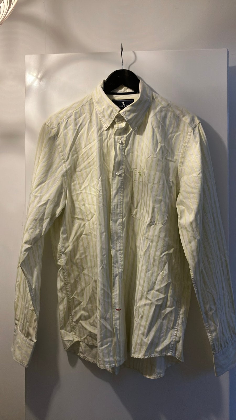 Newport Blue gestreept overhemd - Maat L, Kleding | Heren, Ophalen of Verzenden, Gedragen, Meerkleurig, Halswijdte 41/42 (L)