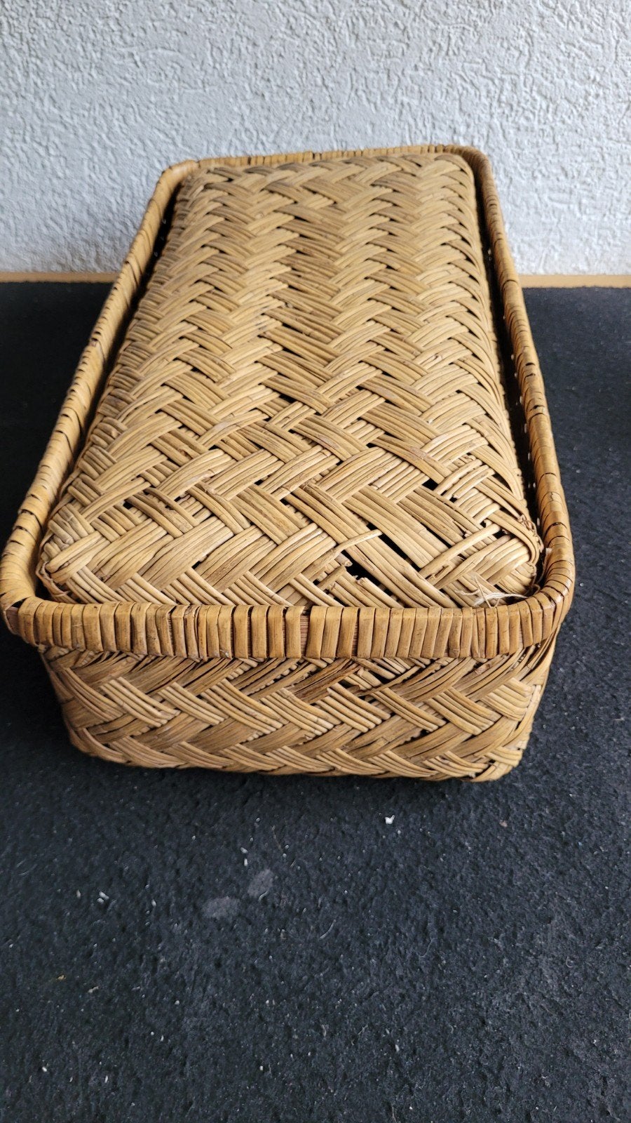 Antieke rieten mand voor fiets - 43x22x13cm, Gebruikt, Mand, Ophalen of Verzenden, Riet