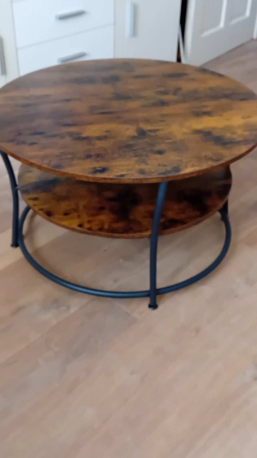 Ronde salontafel. Mango/metaal., Ophalen, 50 tot 100 cm, Rond, 50 tot 100 cm