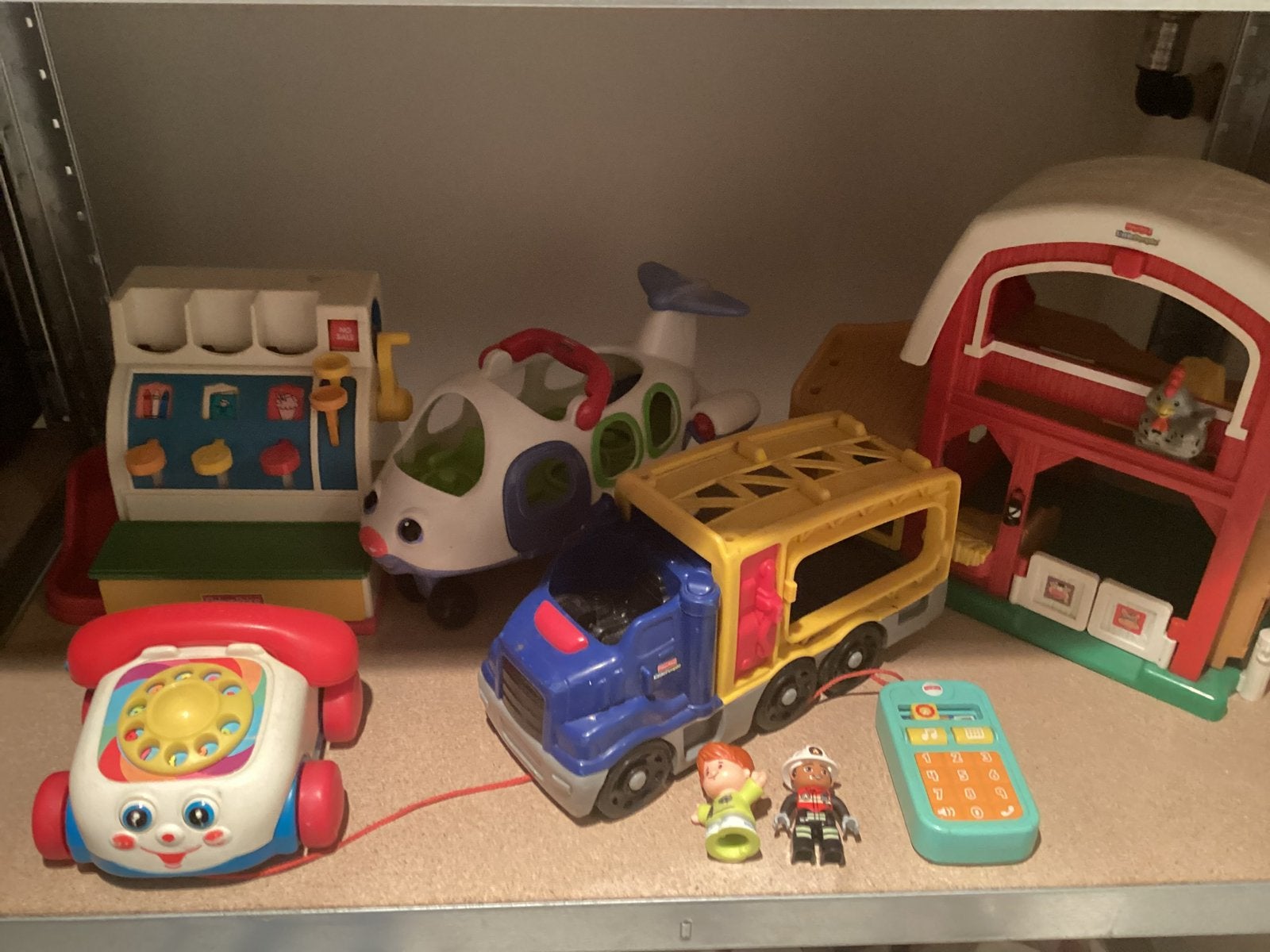 Fisher Price kassa, telefoon, vliegtuig en vrachtwagen, Ophalen of Verzenden, Gebruikt