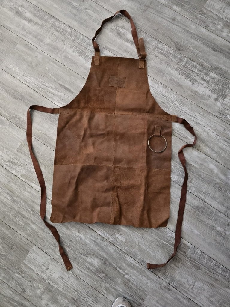 % BBQ Leren schort - Bruin, Tuin en Terras, Ophalen of Verzenden, Gebruikt