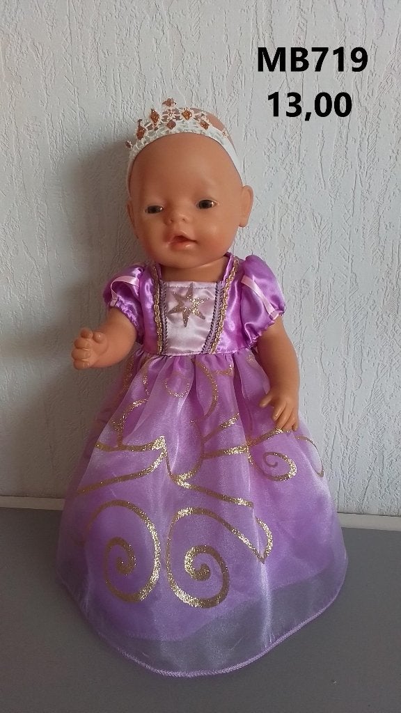 Poppenkleertjes baby born. prinsessen jurk. Opbrengst KiKa., Ophalen of Verzenden, Nieuw, Babypop
