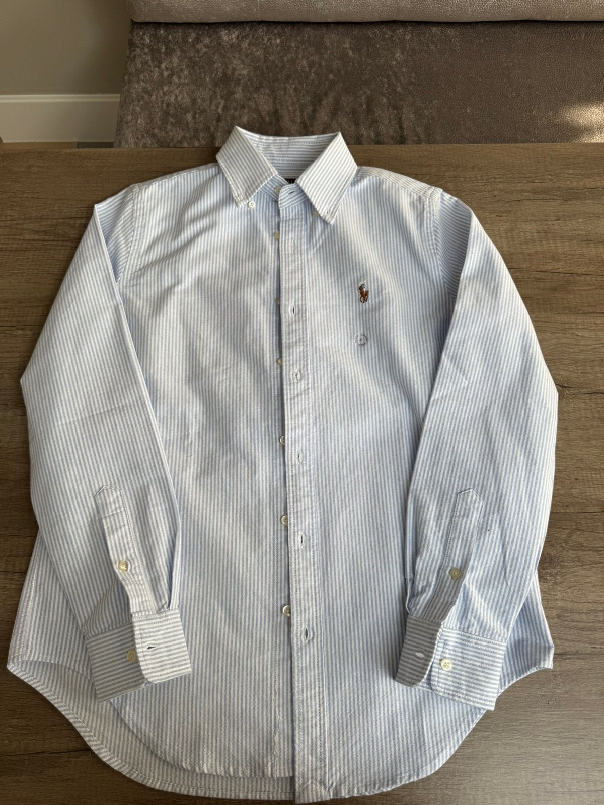Ralph Lauren overhemd wit met blauw gestreept, Ophalen of Verzenden, Nieuw, Blauw, Halswijdte 38 (S) of kleiner