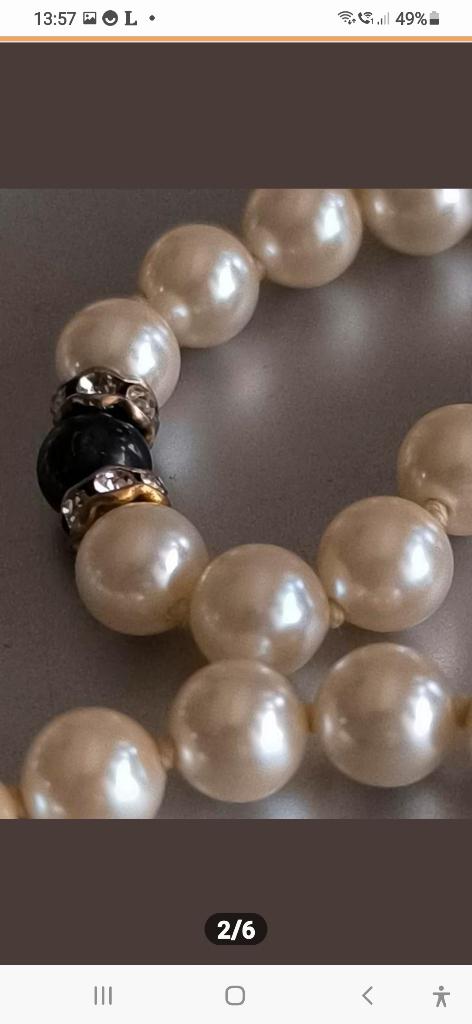 GOUD - GOUDEN SLOT AAN PARELKETTING m. TUSSENSTUKJES, Verzenden, Zo goed als nieuw, Met edelsteen, Goud