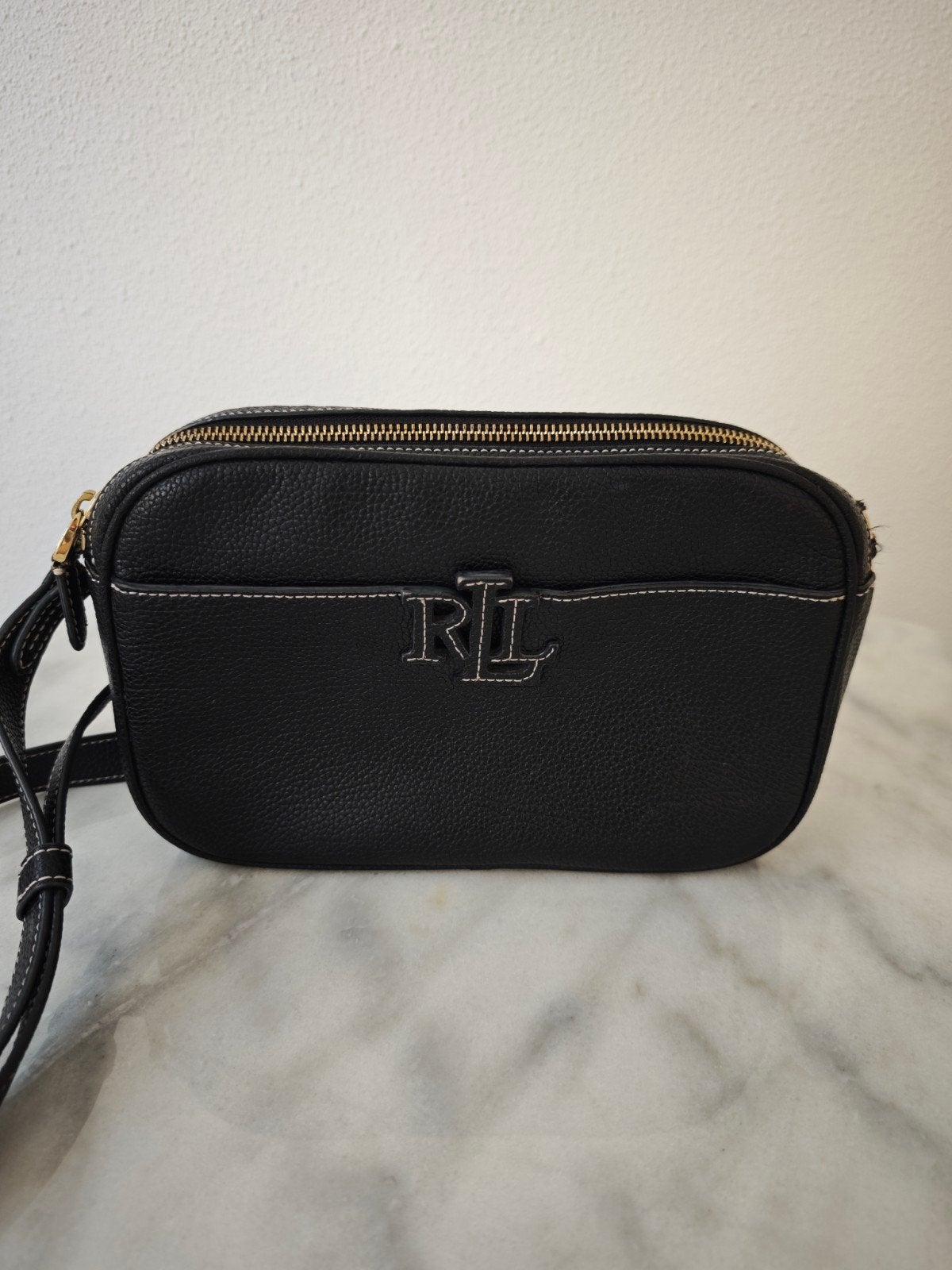 Lauren Ralph Lauren Carrie Crossbody Tas Zwart, Ophalen of Verzenden, Zo goed als nieuw, Zwart, Schoudertasje