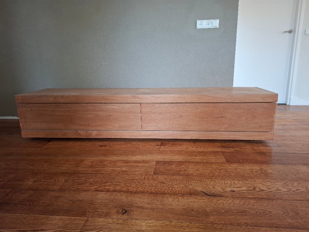 teakhouten tv meubel, Huis en Inrichting, Kasten | Televisiemeubels, Ophalen, Gebruikt, 200 cm of meer, Teakhout