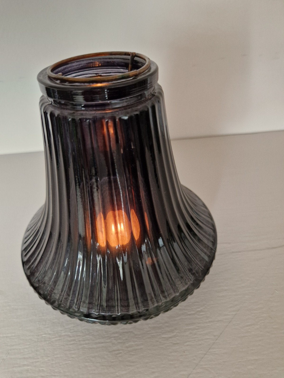 waxinelicht houder, Bruin, Ophalen of Verzenden, 15 cm, Glas