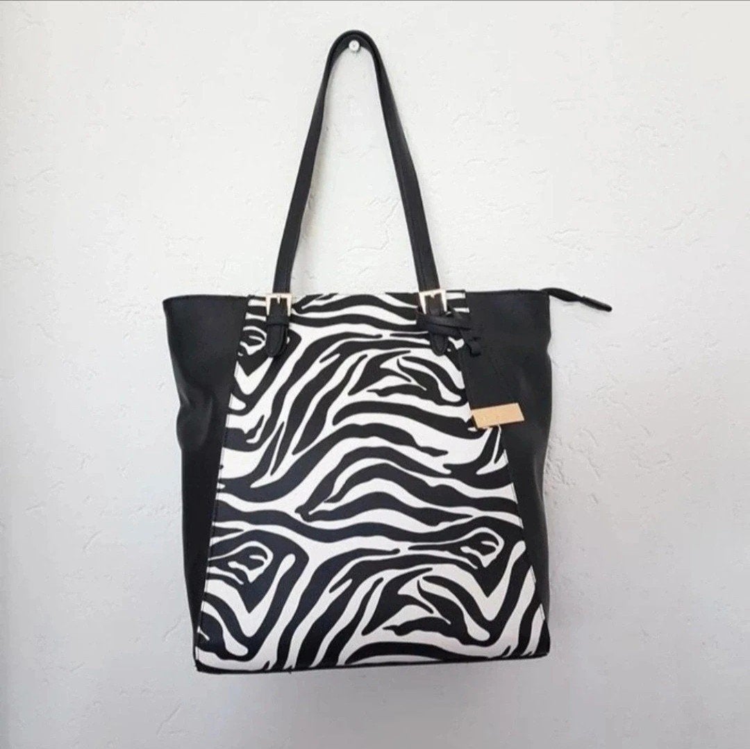 Naomi Campbell tas zebra print zwart wit schoudertas, Ophalen of Verzenden, Wit