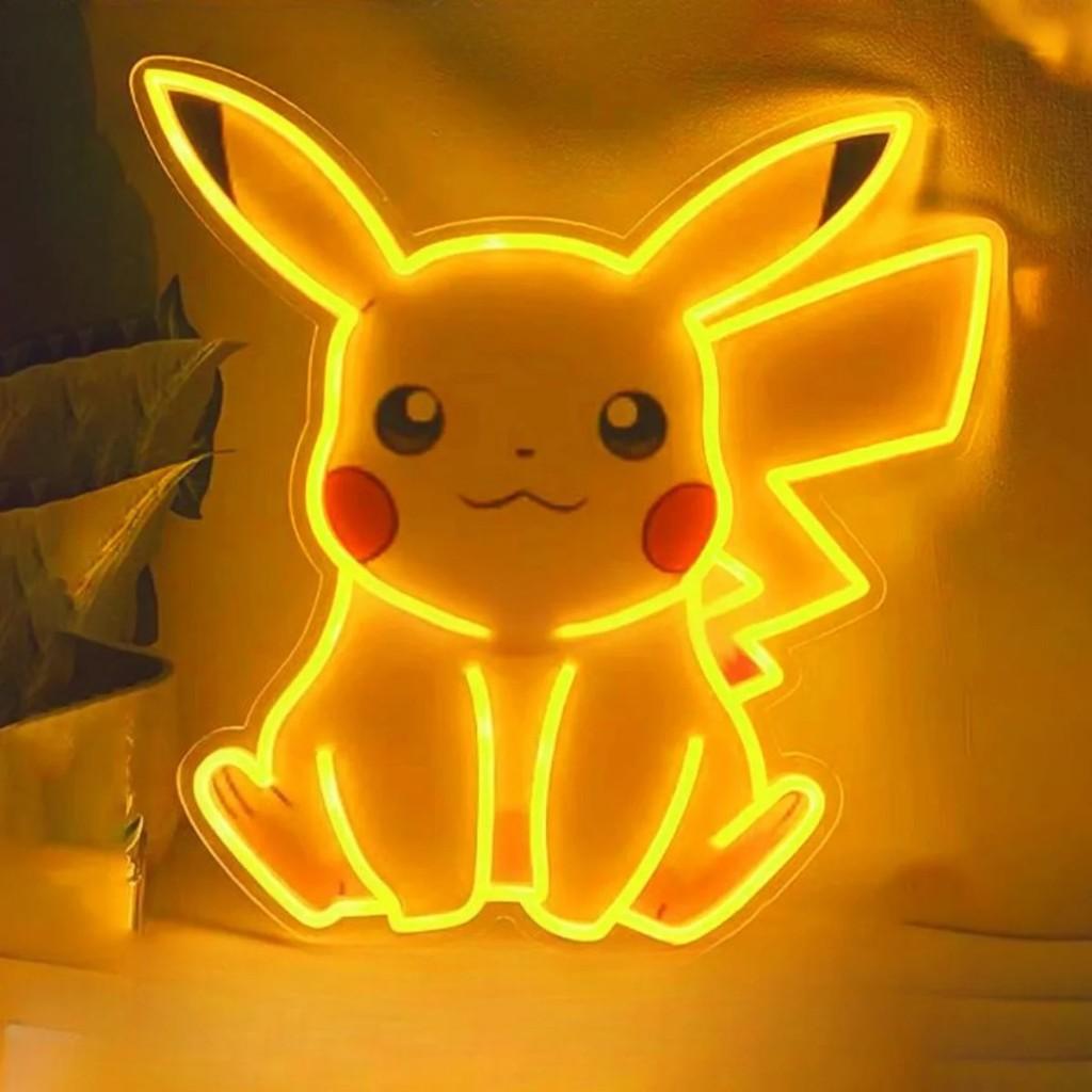 LED lamp neon stijl Pikachu zittend (34 x 34cm), Ophalen of Verzenden, Nieuw, Reclamebord