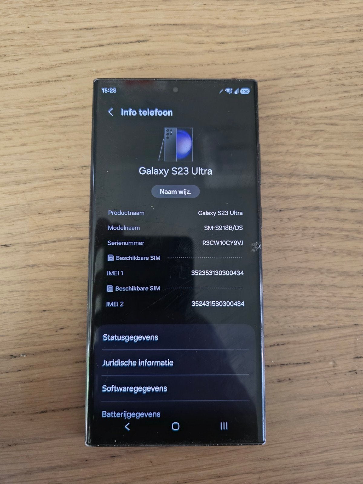 Samsung Galaxy S23 Ultra - Scherm gebarsten, frame krassen, Gebruikt, Zwart, Touchscreen, Ophalen of Verzenden