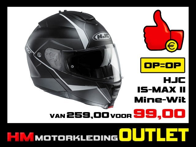 Motorhelm HJC IS-MAX II Mine - Wit - L-60, Info@huybersmotoren.nl, Systeemhelm, Ophalen, Nieuw met kaartje
