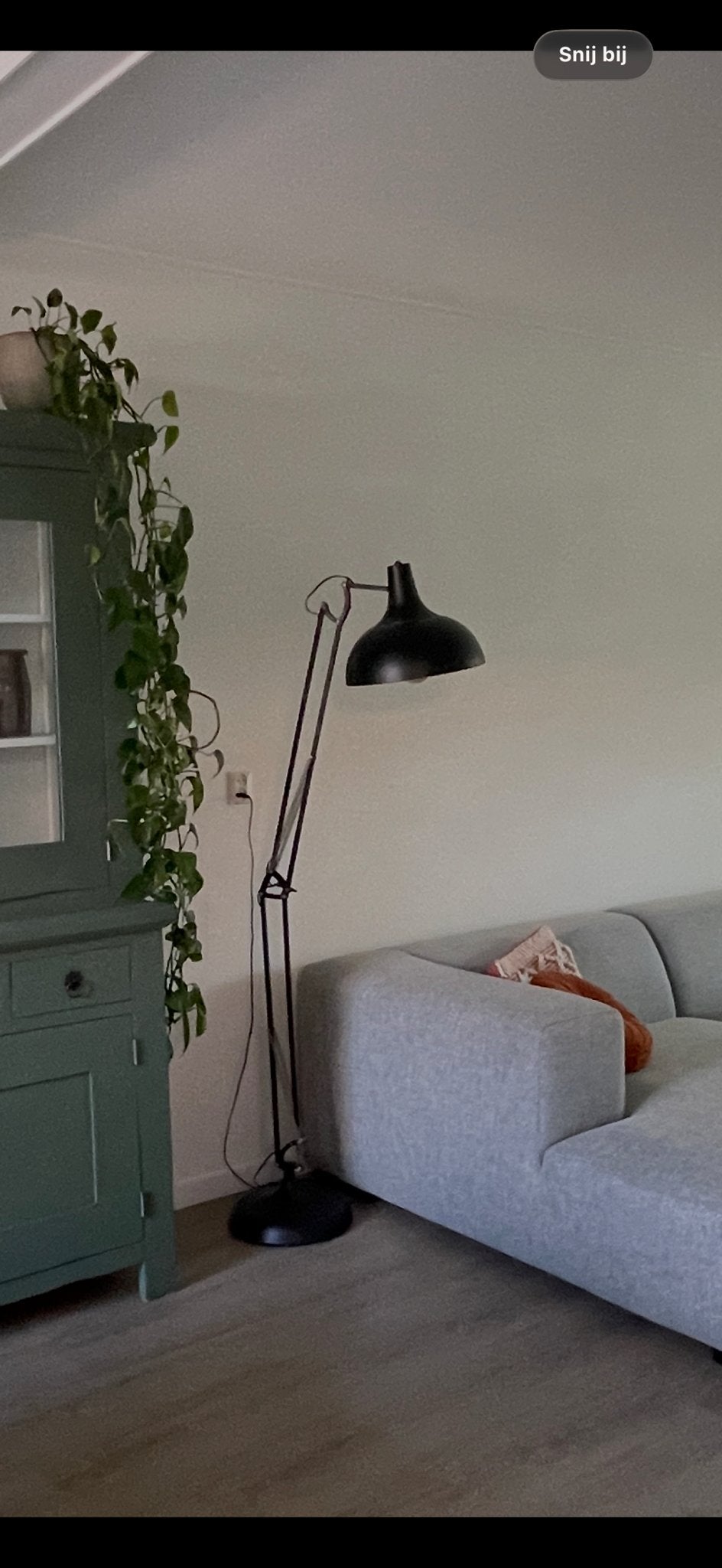 Zwarte verstelbare staande lamp, Ophalen, Gebruikt, E27 (groot), Metaal