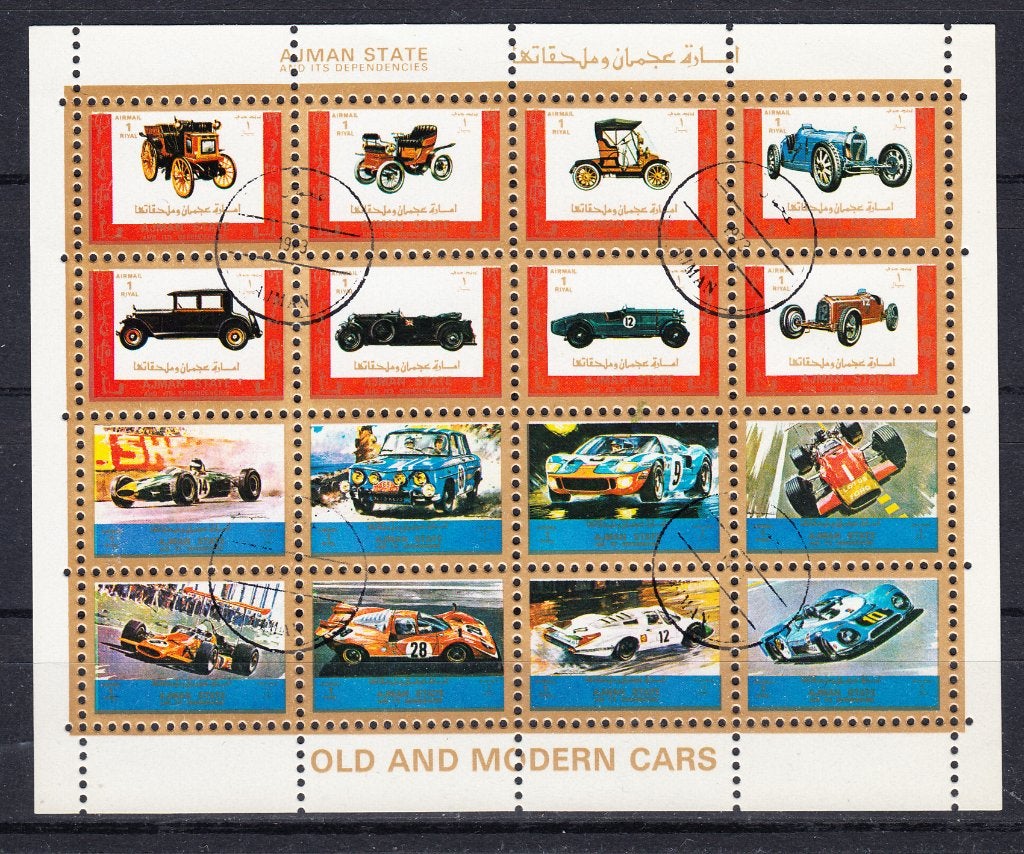 B261 - Ajman michel 2749/2764 gestempeld , sportauto’, Postzegels en Munten, Verzenden, Gestempeld, Midden-Oosten