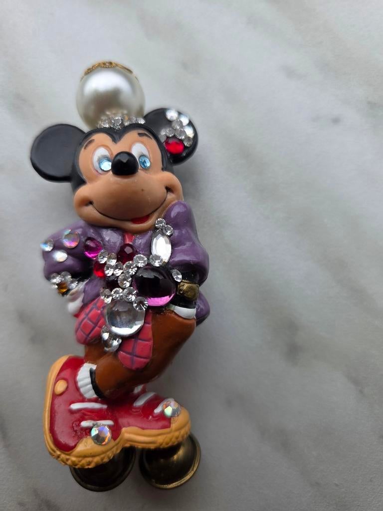 Mickey Mouse broche met parel en strass, Ophalen of Verzenden, Overige materialen, Met parel