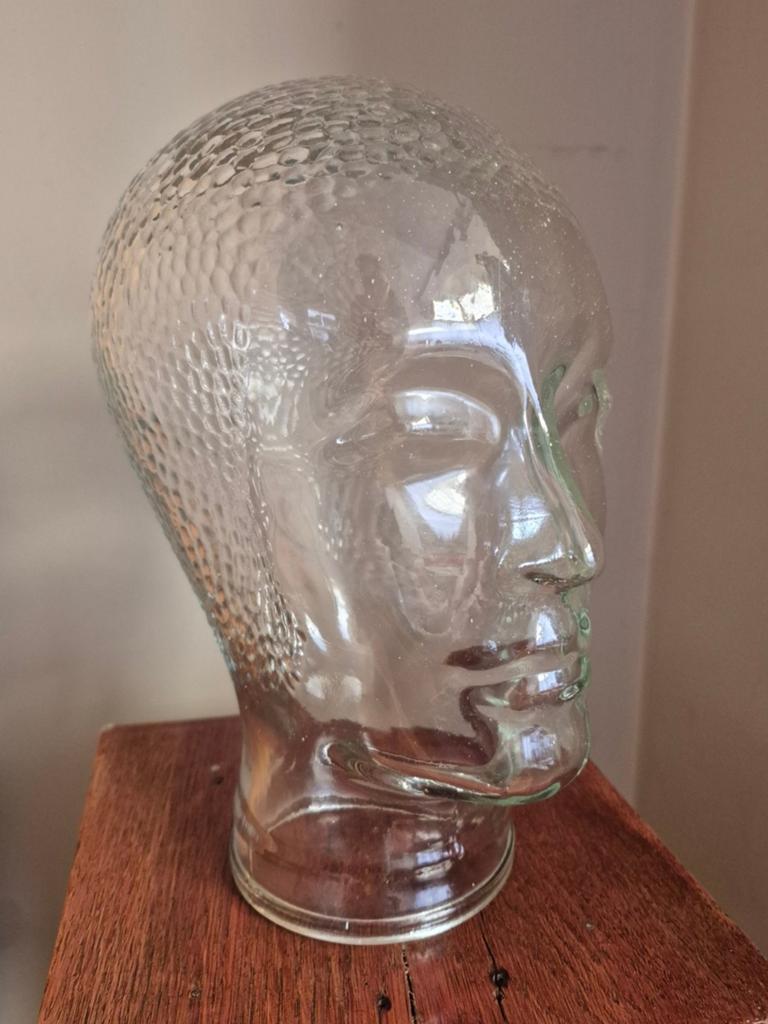 Vintage glazen hoofd, Ophalen of Verzenden, Zo goed als nieuw, Glas, Vintage