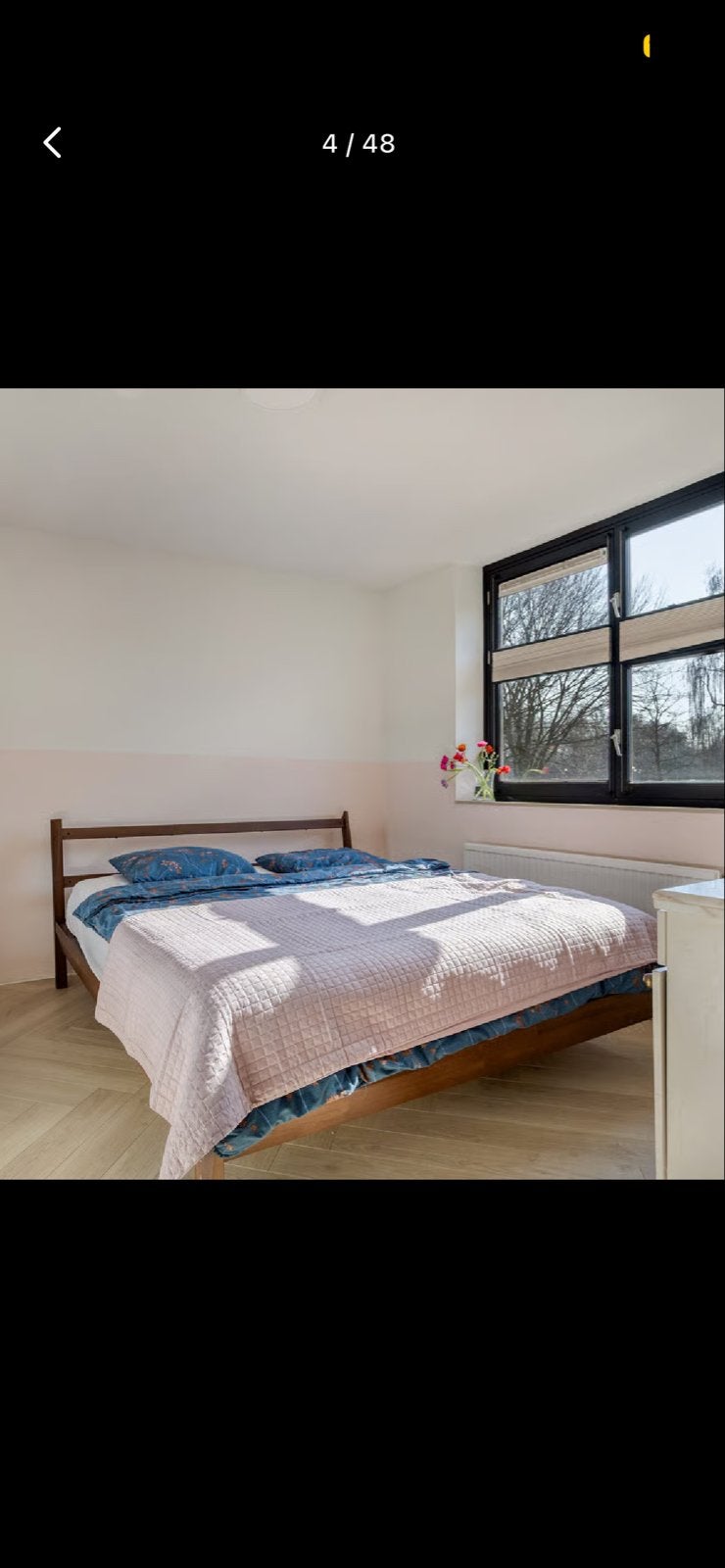 Stockholm mid-century design bed beukenhout, Huis en Inrichting, Slaapkamer | Bedden, Ophalen, Gebruikt, Bruin, Tweepersoons