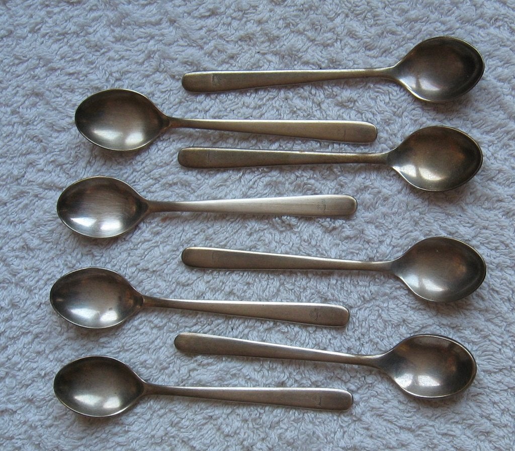 setje van 8 oude KLM lepeltjes (van voor 1978), Ophalen of Verzenden, Gebruikt, Overige typen