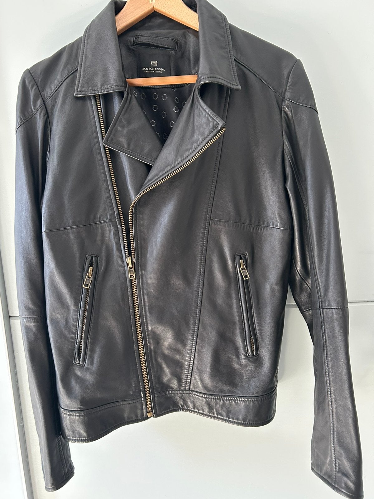 Leren jas dames Scotch and Soda nieuwstaat L, Ophalen, Zo goed als nieuw, Maat 42/44 (L), Zwart