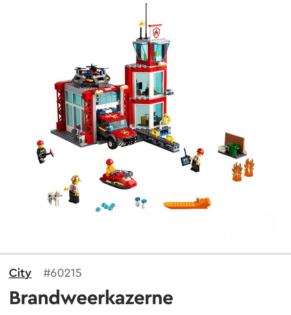Lego City Brandweerkazerne 60215, Lego, Ophalen of Verzenden, Compleet, Complete set
