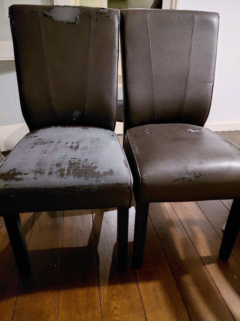 Gratis 4 eetkamerstoelen af te halen, Ophalen, Gebruikt, Bruin, Vier