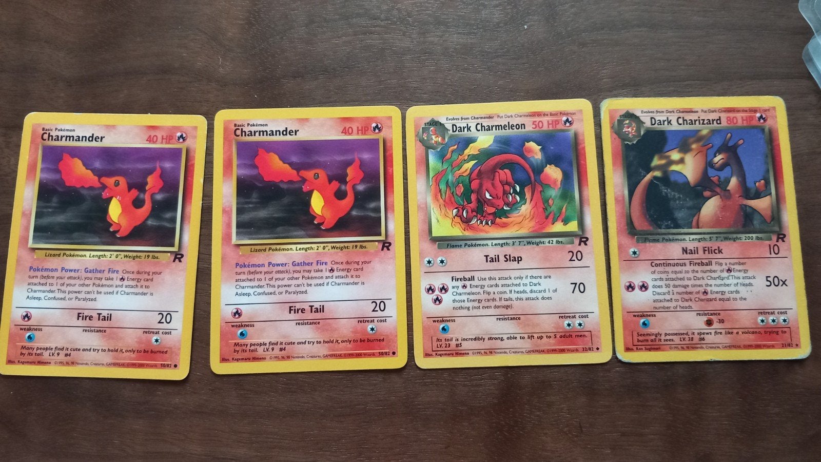 Pokémon kaarten: Charmander, Dark Charmeleon, Dark Charizard, Ophalen of Verzenden, Gebruikt, Meerdere kaarten