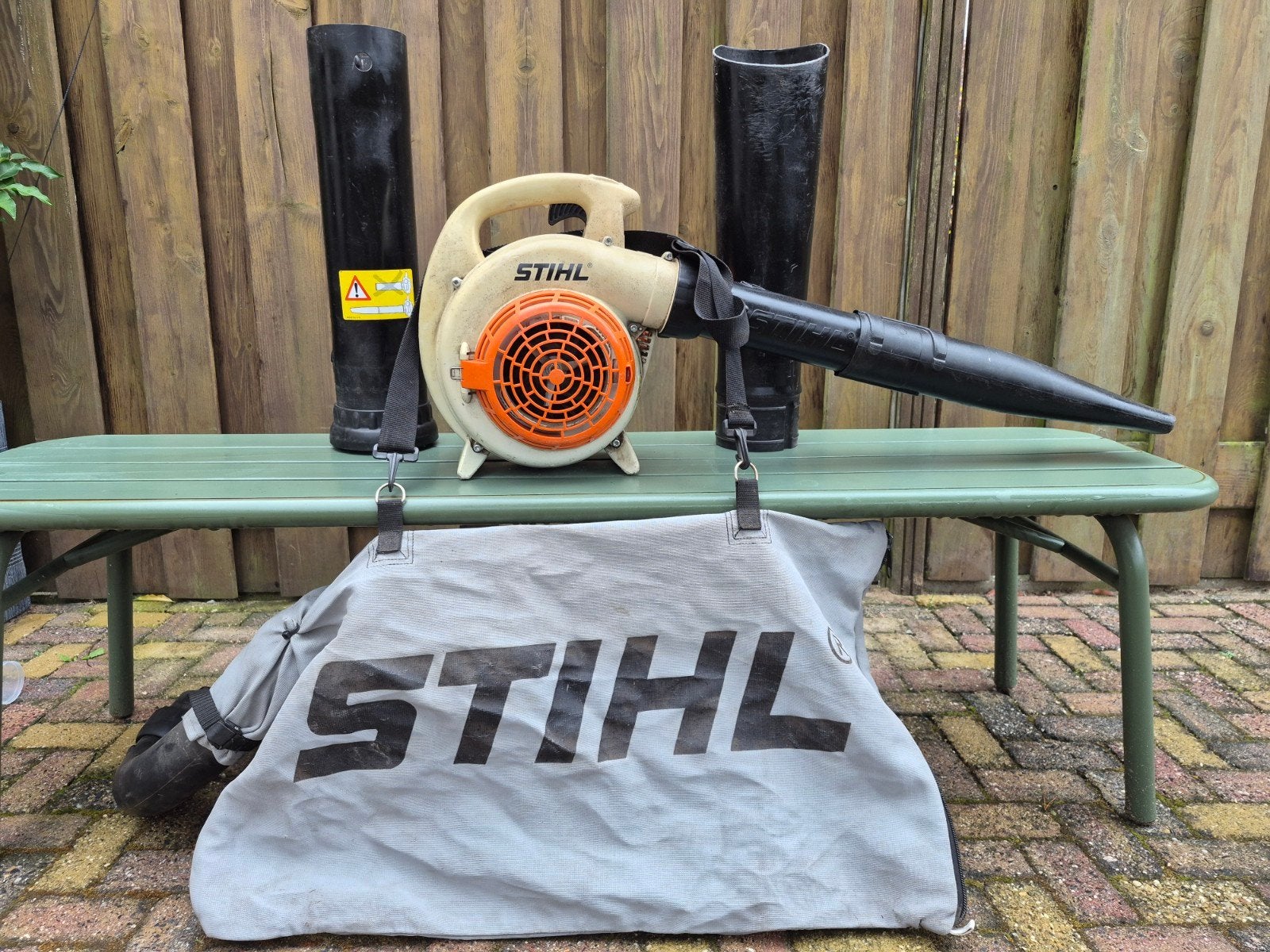 Stihl SH 56 C Bladblazer/Bladzuiger Benzine, Gebruikt, Met opvangzak, Handgedragen, Ophalen of Verzenden