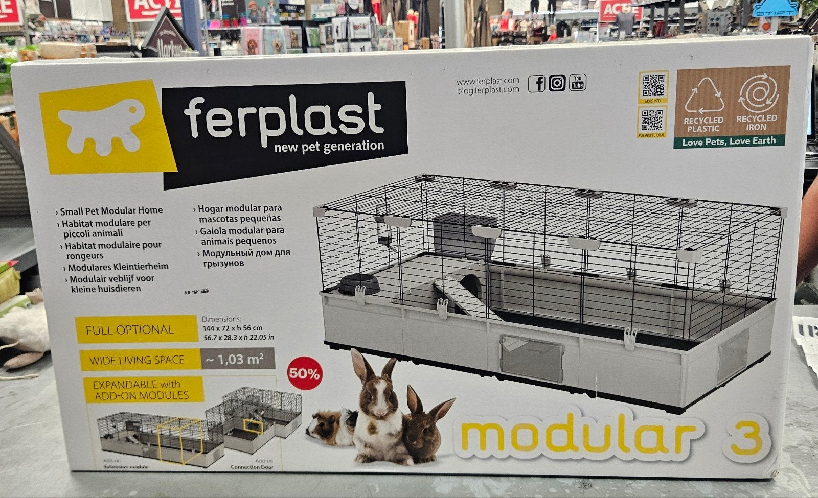 Ferplast modular 3 knaagdierverblijf, Kooi, 110 cm of meer, Nieuw, Ophalen