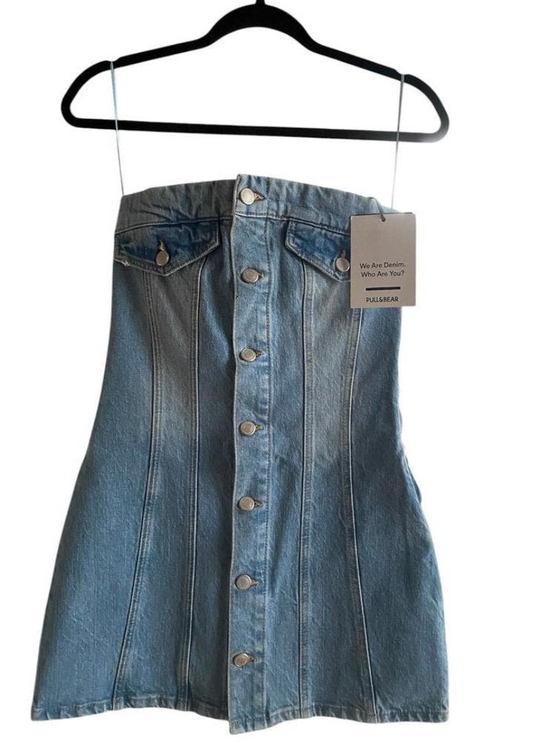 NIEUW korte blauwe denim spijkerjurk van Pull&Bear, maat S, Blauw, Nieuw, Ophalen of Verzenden, Maat 36 (S)