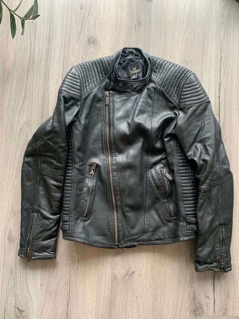 Scotch & Soda leren bikerjack - Maat M, Maat 48/50 (M), Zwart, Ophalen of Verzenden, Gedragen