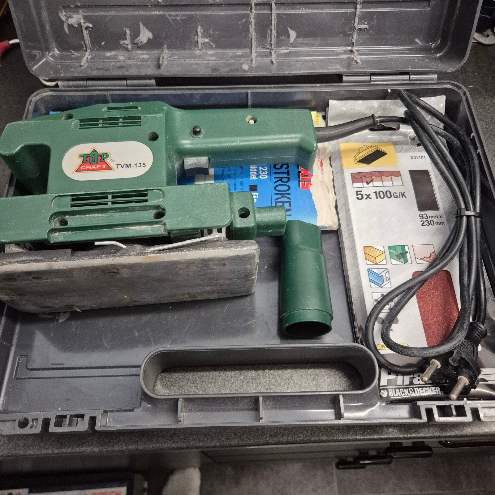Top Craft TVM-135 vlakschuurmachine + koffer & schuurpapier, Doe-het-zelf en Verbouw, Ophalen of Verzenden, Gebruikt, Boormachine