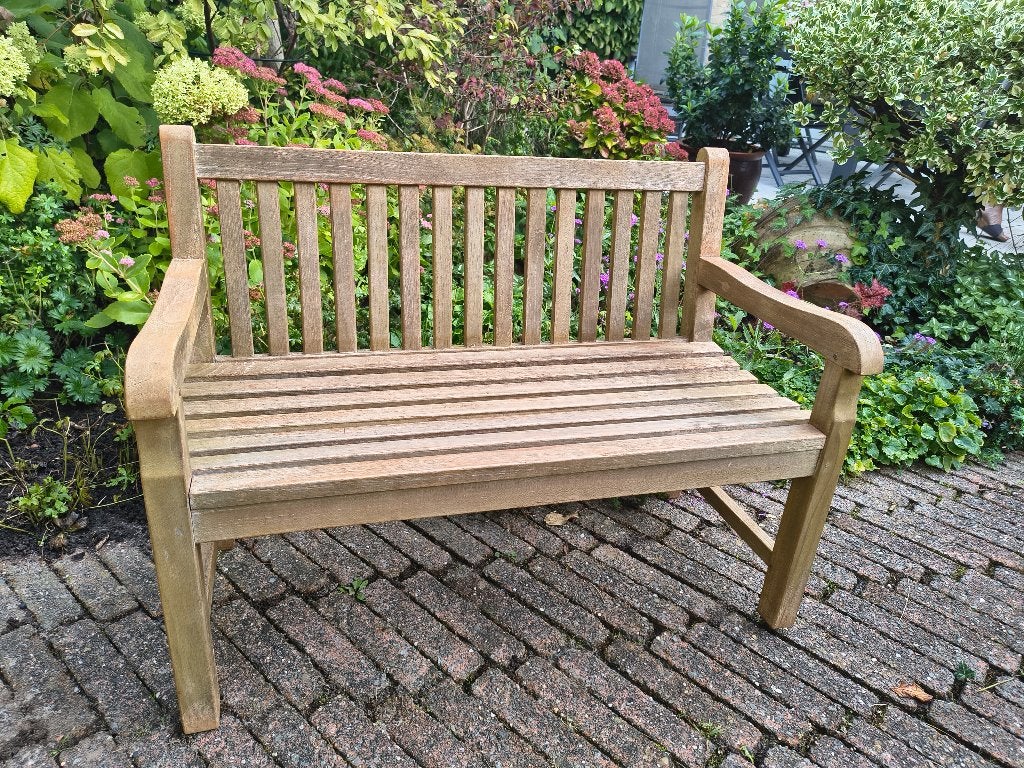 Houten Kinder Tuinbank - 75cm breed, 30cm zithoogte, Ophalen, Gebruikt, Teakhout