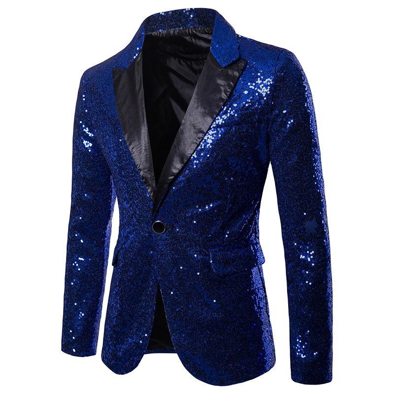 Heren blauw glitter colbert mannen blauwe blazer paillet, Kleding | Heren, Kostuums en Colberts, Verzenden, Nieuw, Overige maten