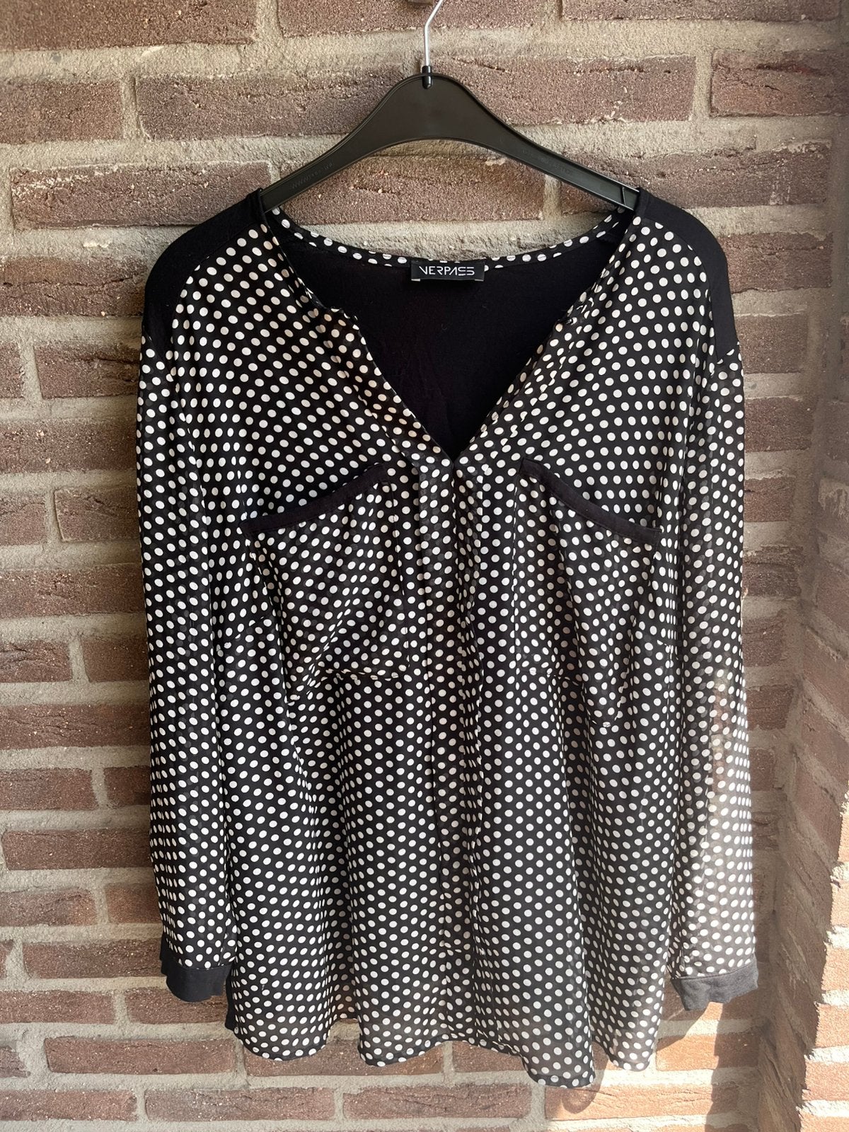 Verpass Blouse Zwart-Wit Polkadot - 46/48, Kleding | Dames, Grote Maten, Verpass, Verzenden, Zo goed als nieuw, Zwart