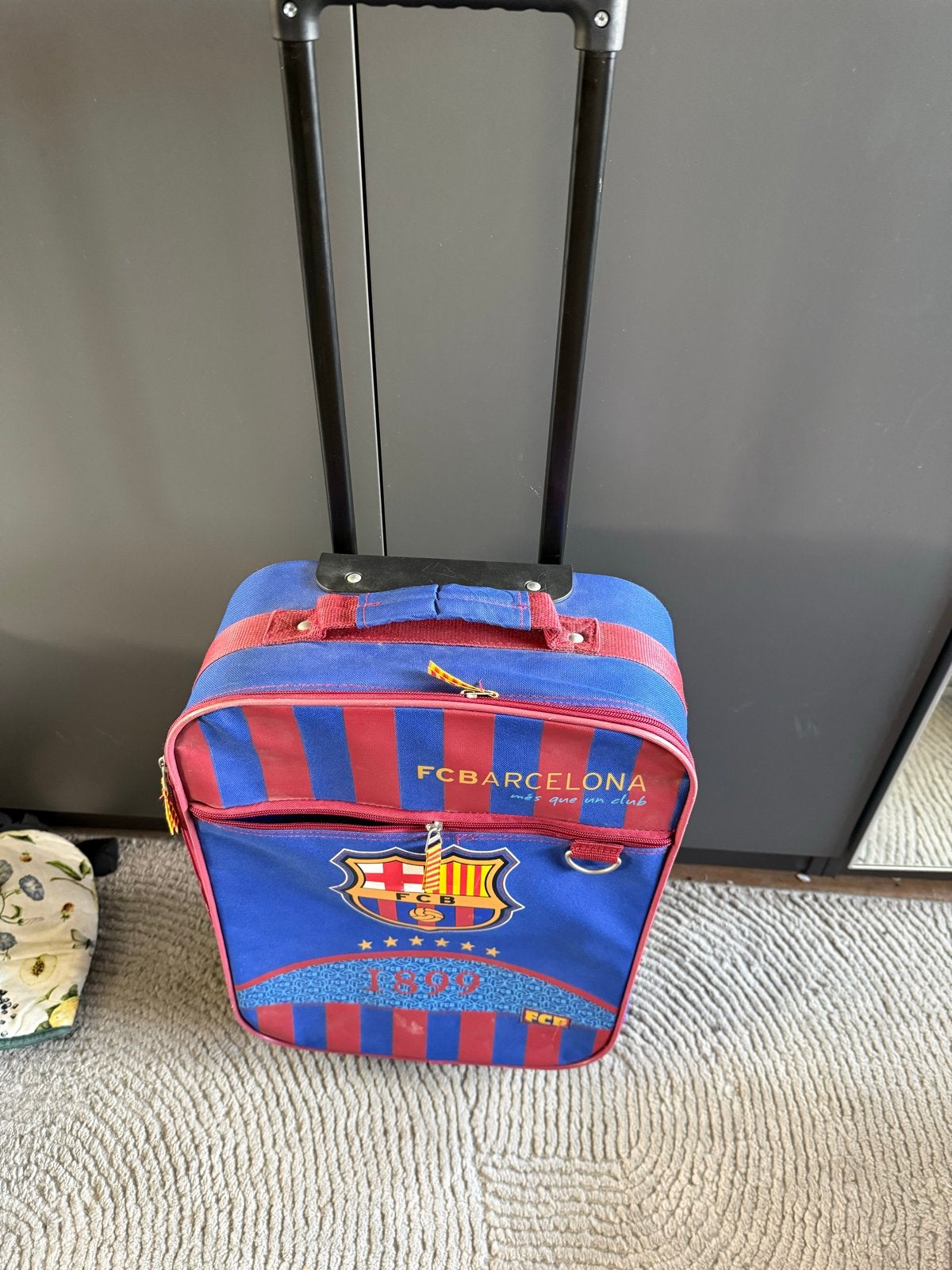 FC Barcelona Trolley Koffer - Ideaal voor Jonge Fans, Gebruikt, 20 tot 30 cm, Blauw, Minder dan 40 cm