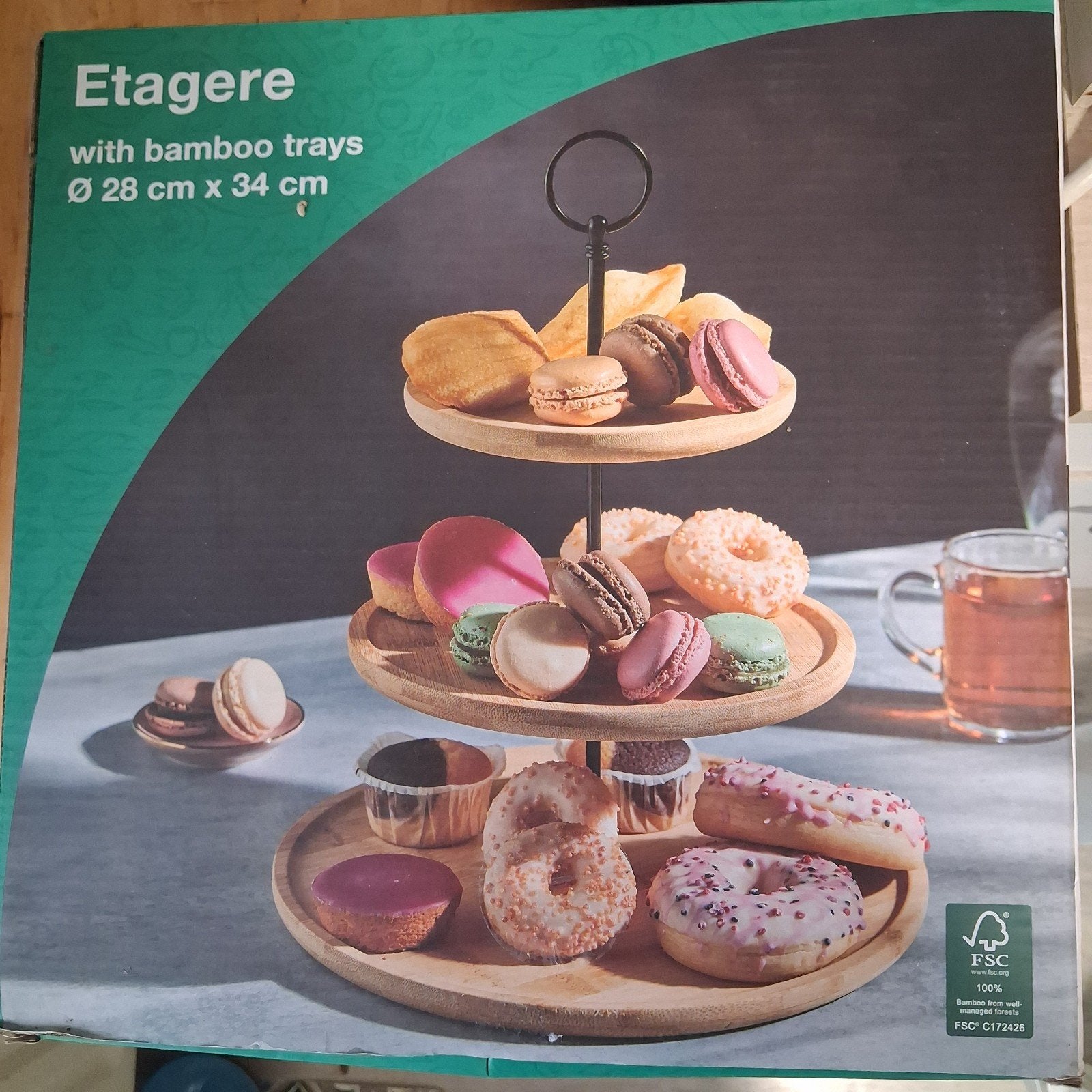 Etagere met bamboe schalen - Nieuw in doos, Ophalen
