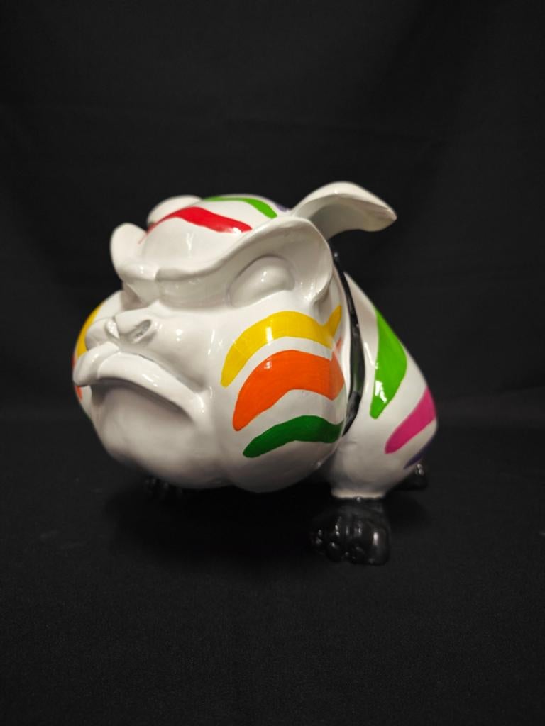 Engelse bulldog wit met drip art., Ophalen of Verzenden, Nieuw, Dier