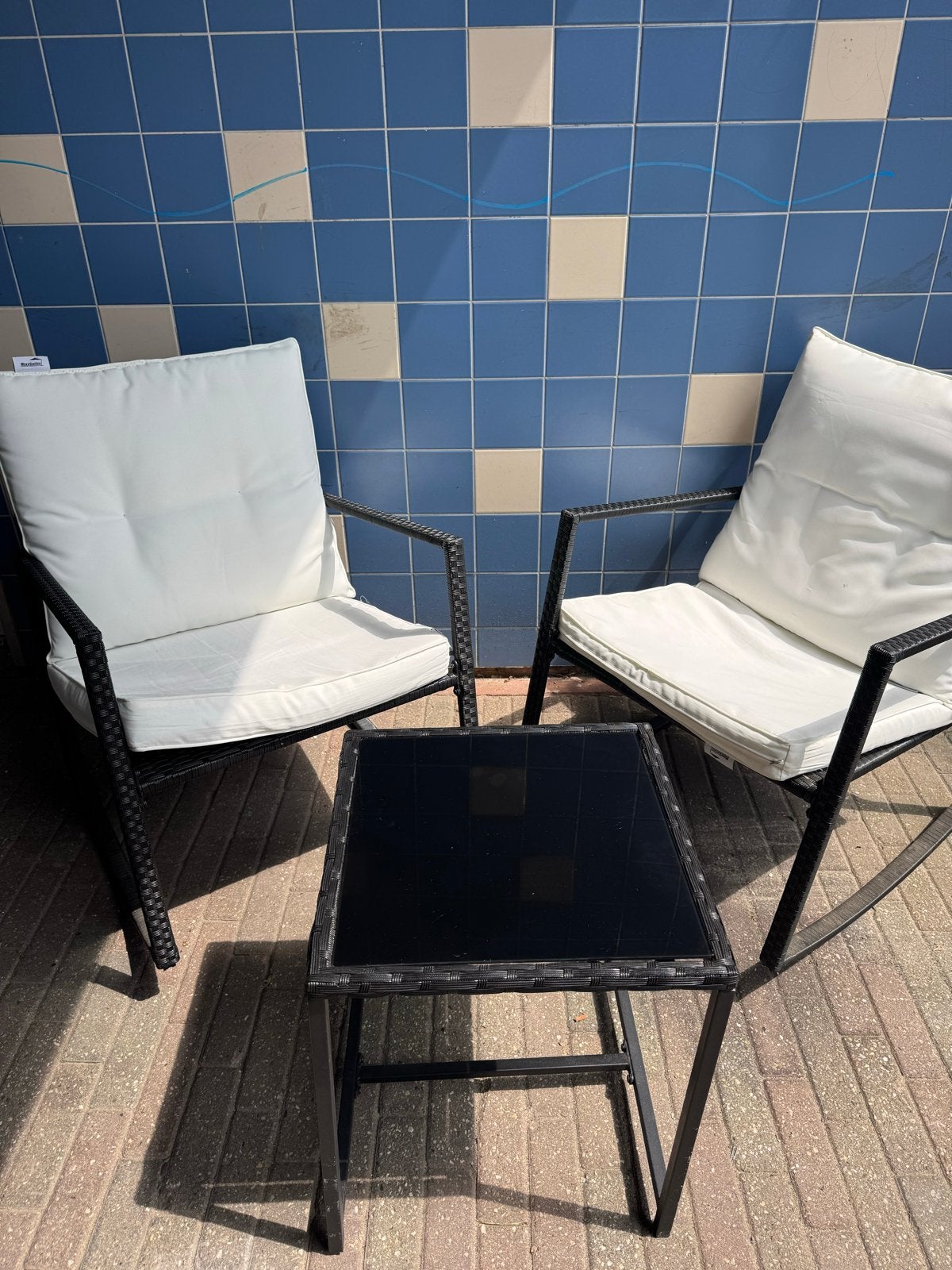 MaxxGarden Tuinsetje: 2 Stoelen met Bijzettafel, Zo goed als nieuw, Wicker, Stoel, Tuinset