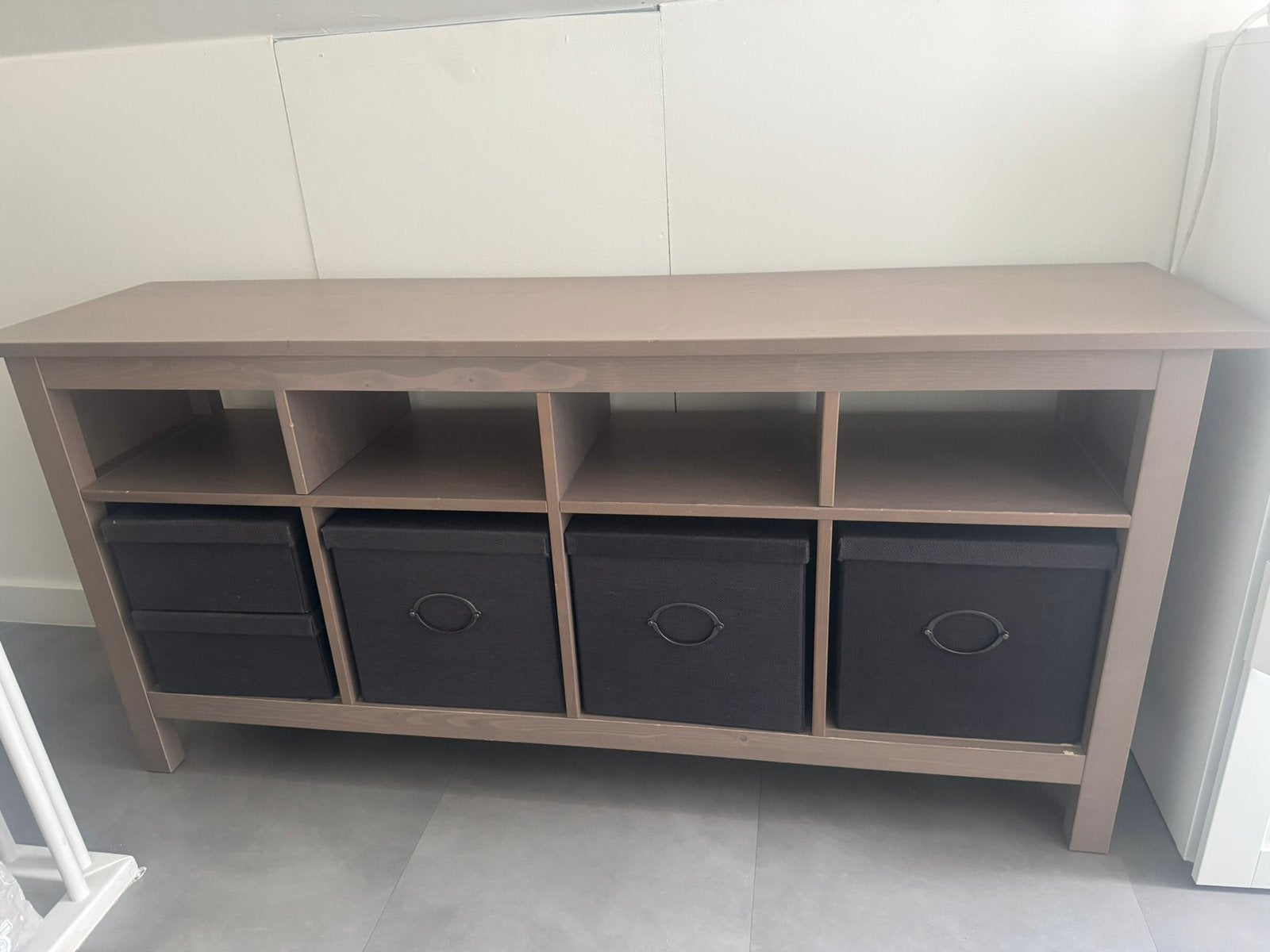 IKEA Hemnes Kast Grijsbruin met Opbergdozen, Huis en Inrichting, Kasten | Televisiemeubels, Gebruikt, Minder dan 100 cm, 100 tot 150 cm
