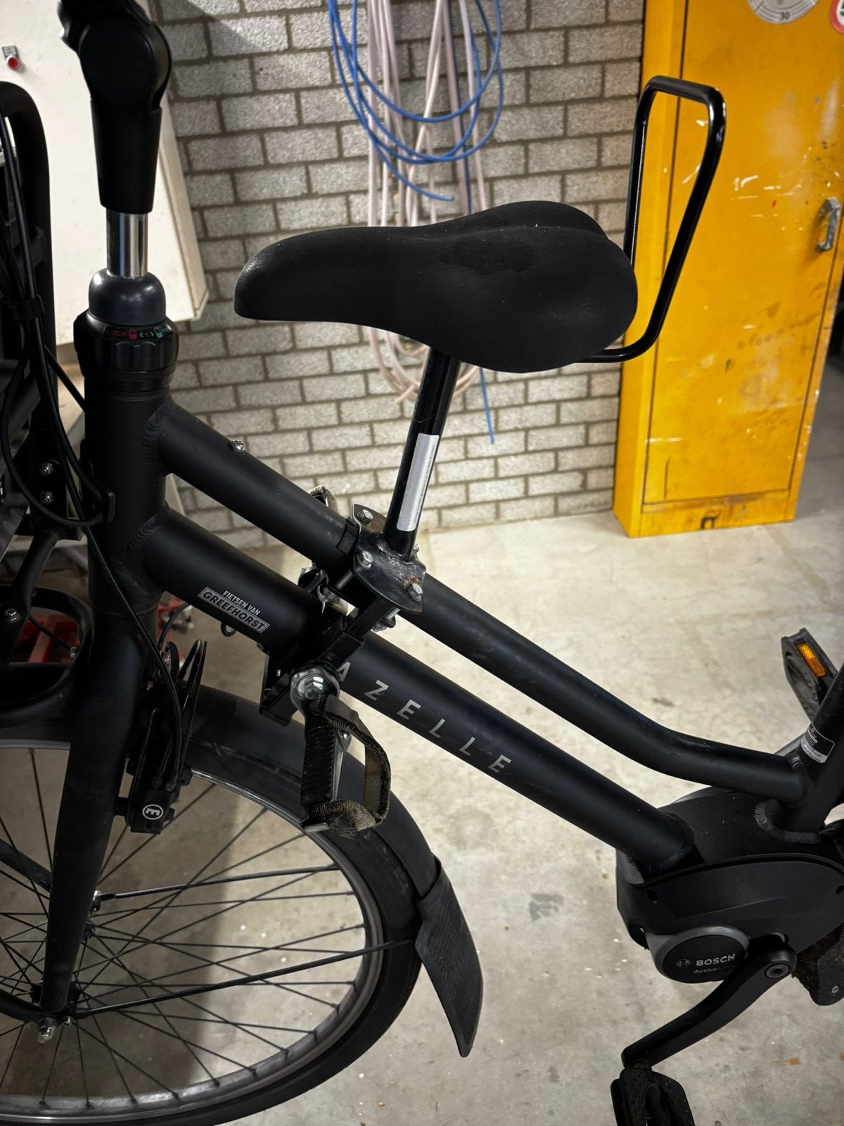 Zadel (kind) voor op de stang - Fietszitje, Ophalen, Gebruikt, Voorzitje, Voetsteuntjes