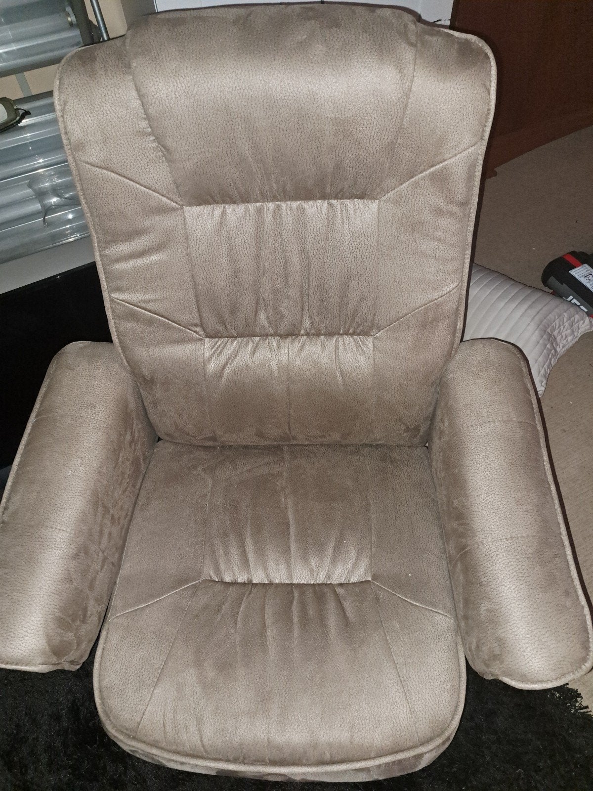 Comfortabele relaxfauteuil met voetenbank, Hout, Gebruikt, Modern comfort, 75 tot 100 cm