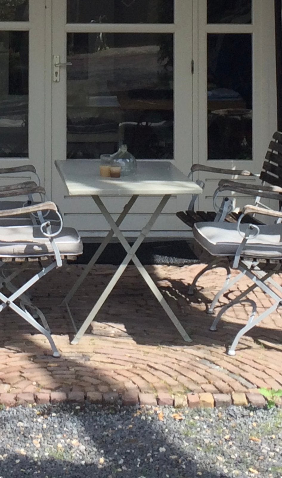Frans bistro tafeltje grijze patina inklapbaar!, Ophalen