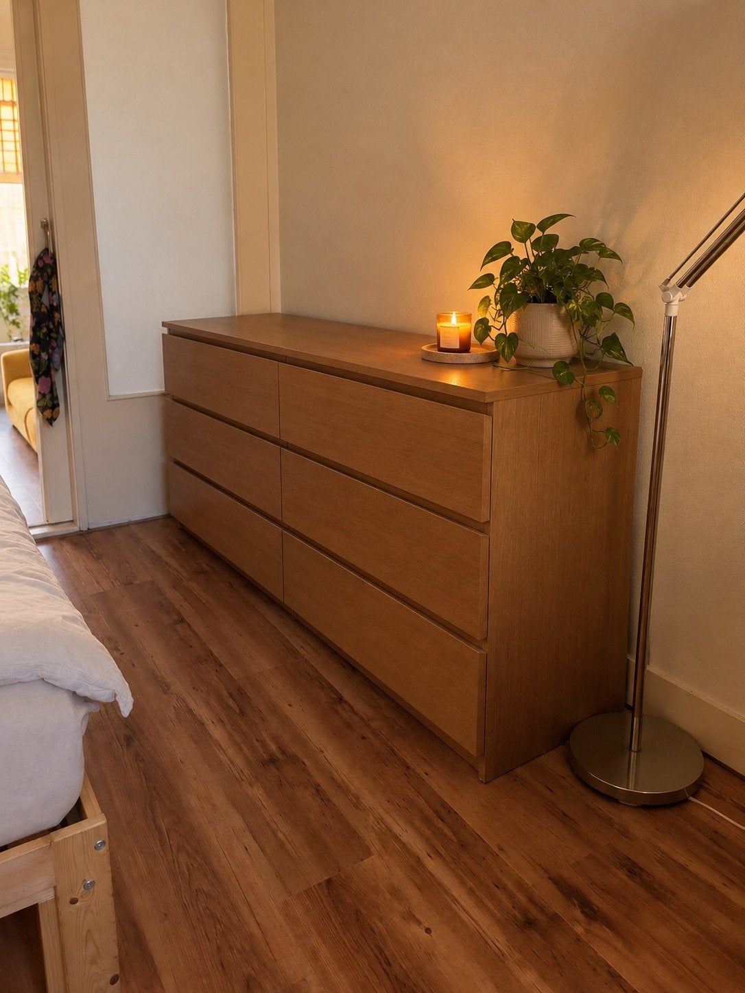 IKEA MALM ladekast met 6 lades – houtkleur, Ophalen of Verzenden, Zo goed als nieuw