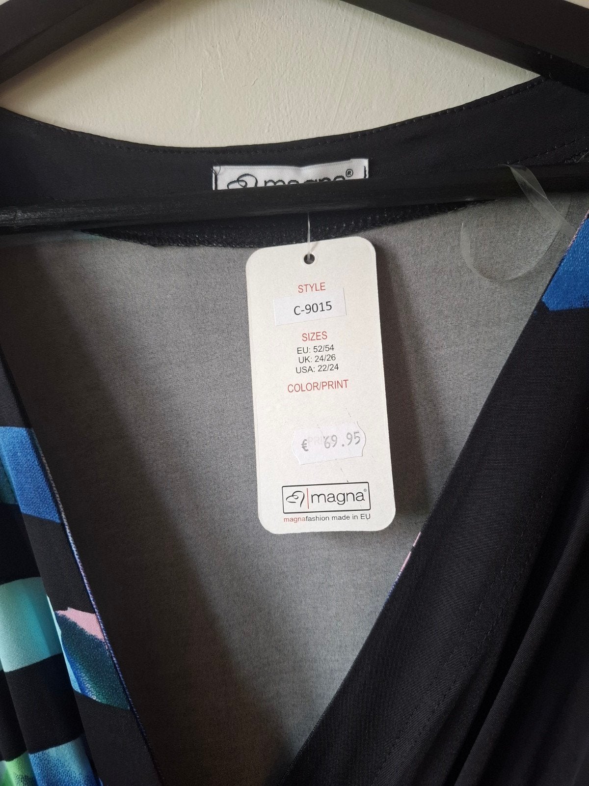 Magna vaste overslag jurk met roezelrand maat: 52/54, Kleding | Dames, Mvt, Blauw, Jurk, Nieuw