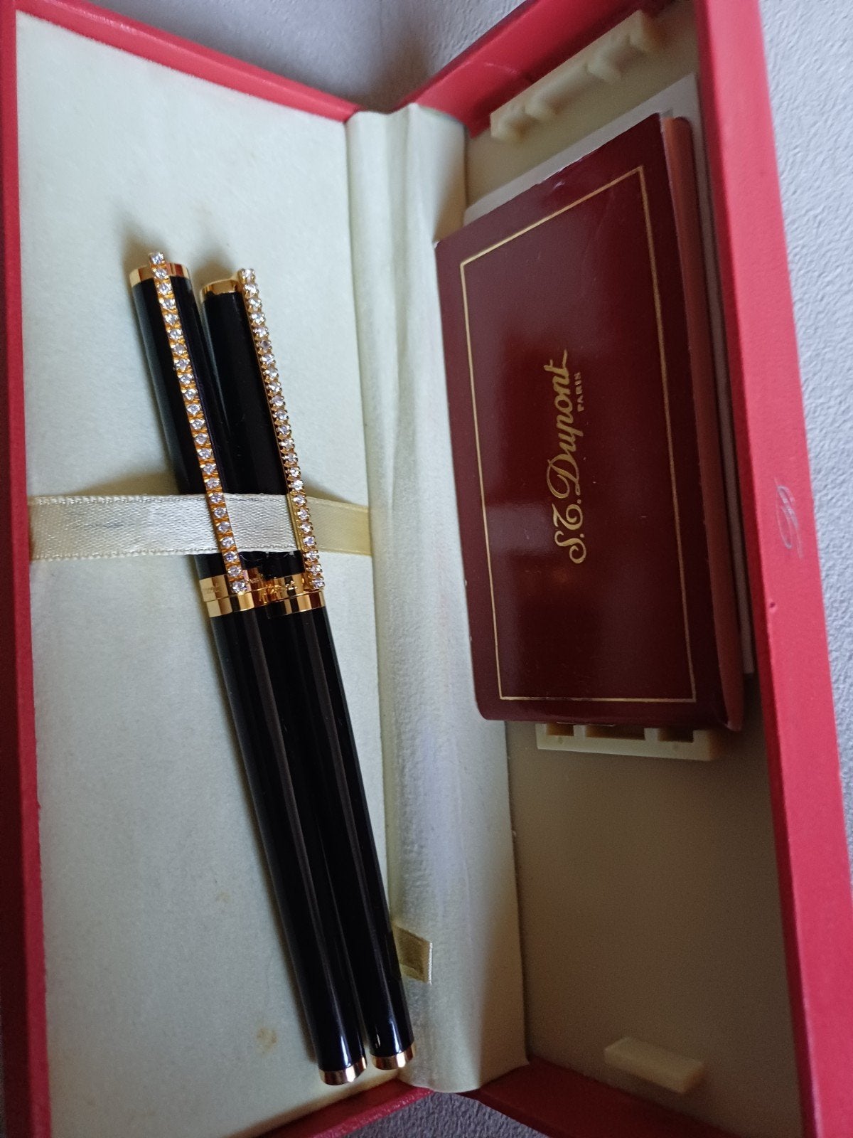 Luxe S.T. Dupont Pennenset met Kristallen -Zo goed als nieuw, Ophalen, Zo goed als nieuw, Pennenset, Met doosje