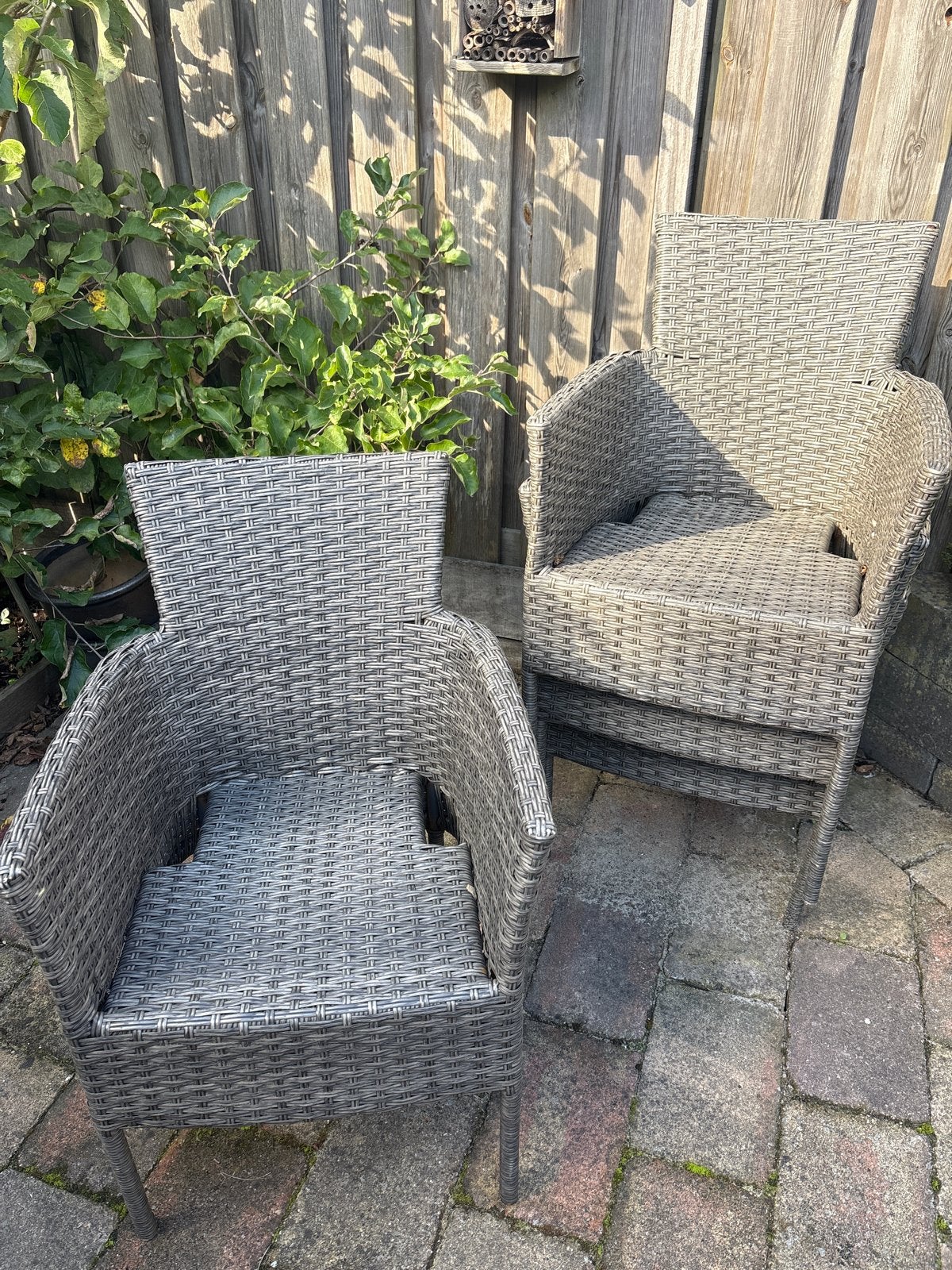 4 tuinstoelen van wicker, Ophalen, Gebruikt, Wicker, Stapelbaar
