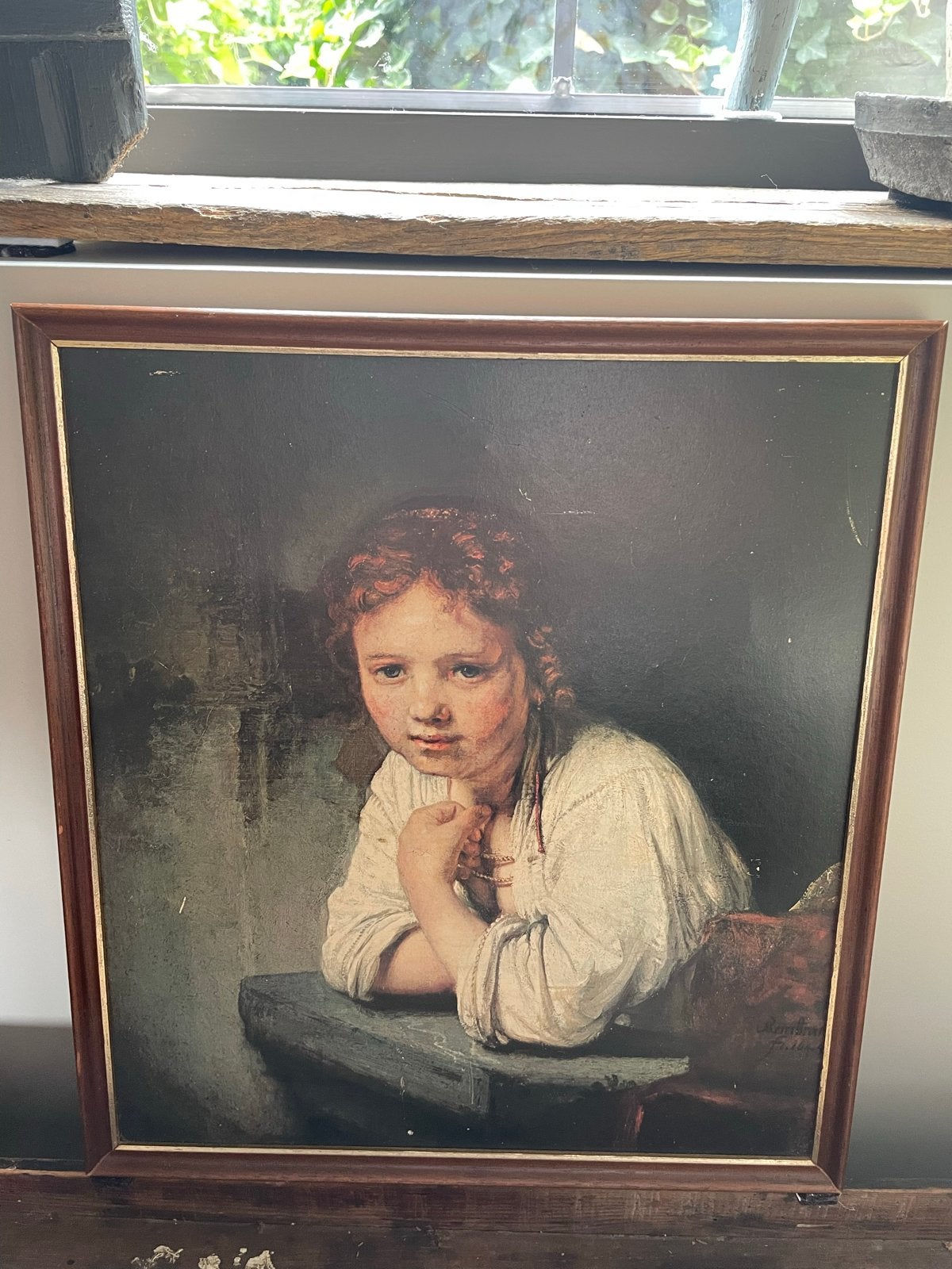 Klassiek Portret Meisje in het venster- Olieverf op Doek, Antiek en Kunst, Kunst | Schilderijen | Klassiek, Ophalen, Doek, Portret of Personen