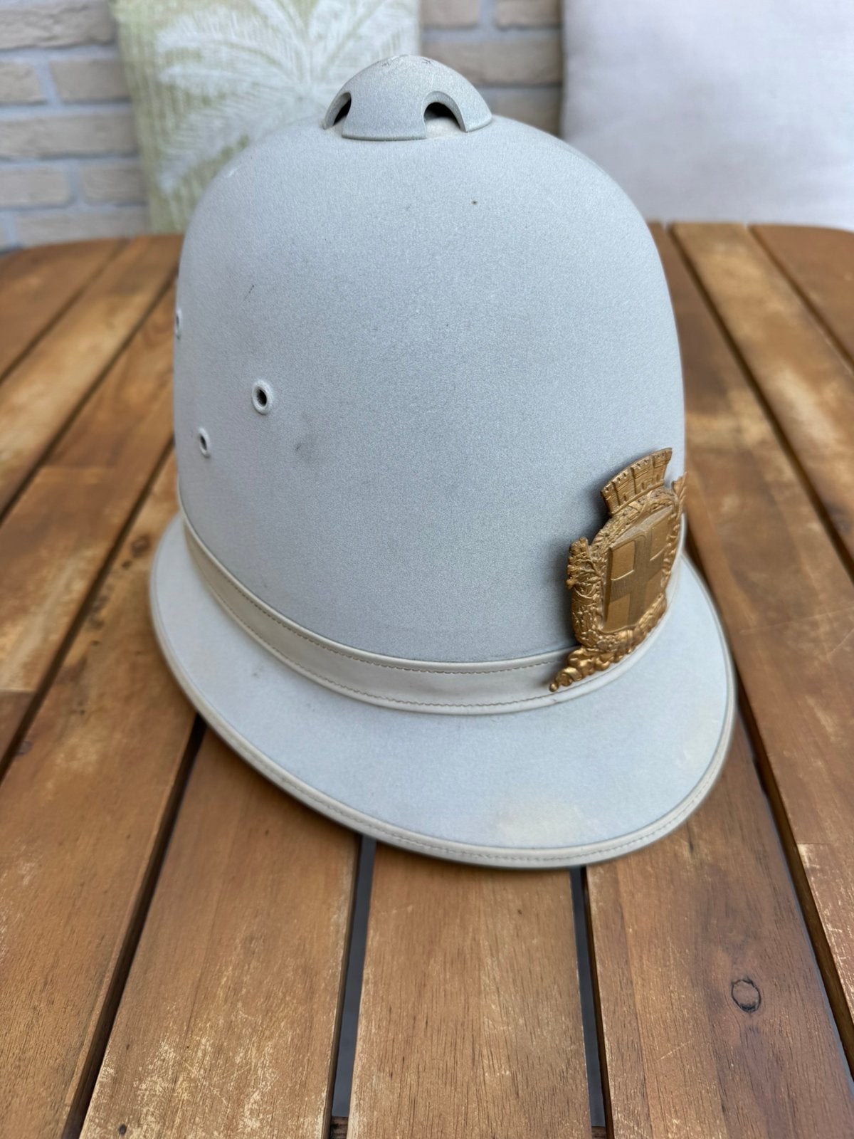 Helmhoed Bobbyhelm Politie Malta 70’s, Ophalen of Verzenden, Overige soorten, Nederland, Helm of Baret