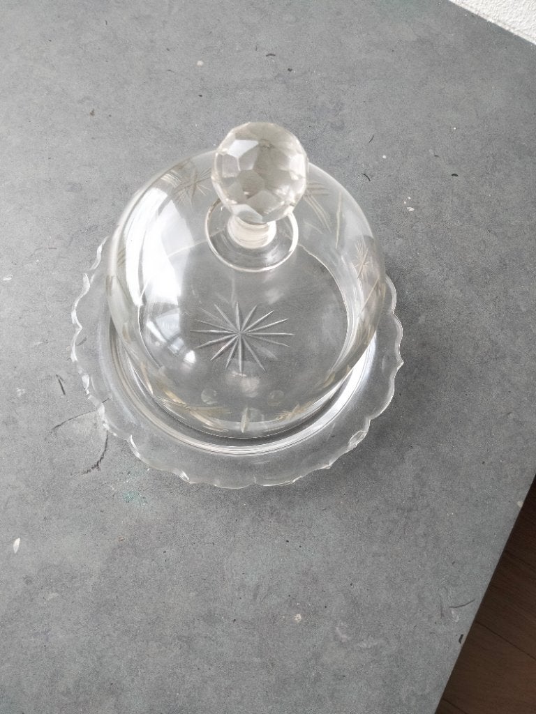 Antieke kristallen kaasstolp plm 1930, Ophalen of Verzenden